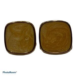 Earring Clip-On Gold Liquid swirl set pair‎ fashion jewelry 1" CGP-A